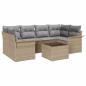 Preview: 7-teiliges Garten-Sofa-Set mit Kissen Beige Poly Rattan