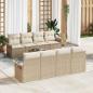 Preview: ARDEBO.de - 9-teiliges Garten-Sofa-Set mit Kissen Beige Poly Rattan