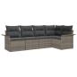 Preview: 5-teiliges Gartensofa Set mit Kissen Grau Poly-Rattan
