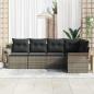 Preview: 5-teiliges Gartensofa Set mit Kissen Grau Poly-Rattan