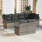 Preview: ARDEBO.de - 7-teiliges Garten-Sofa-Set mit Kissen in Grau aus Poly-Rattan
