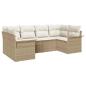 Preview: 6-teiliges Garten Sofa Set mit Kissen Beige Poly Rattan