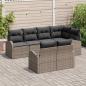 Preview: 7-teiliges Garten-Sofa-Set mit Kissen Grau Poly-Rattan
