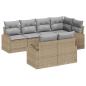 Preview: 7-teiliges Garten Sofa Set mit Kissen Beige Poly Rattan