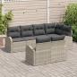 Preview: Garten-Sofa-Set 7-teilig Hellgrau Rattan Garten-Sofa-Set