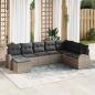 Preview: ARDEBO.de - 8-teiliges Garten-Sofa-Set mit Kissen Graues Poly-Rattan