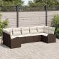 Preview: ARDEBO.de - Garten Sofa Set Set von 7 Beige Rattan Garten Sofa Rechteckig