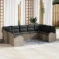 Preview: ARDEBO.de - Garten-Sofa-Set 9-teilig Grau Rattan, Polyester Garten-Sofa-Set