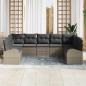 Preview: Garten-Sofa-Set 9-teilig Grau Rattan, Polyester Garten-Sofa-Set