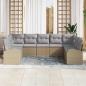 Preview: 9-teiliges Garten-Sofa-Set mit Kissen Beige Poly Rattan