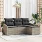 Preview: ARDEBO.de - 4-teiliges Garten-Sofa-Set mit Kissen in Hellgrau Poly-Rattan