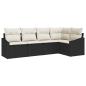 Preview: 5-teiliges Garten Sofa Set mit Kissen Schwarz Poly Rattan
