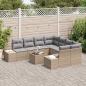 Preview: 9-teiliges Garten-Sofa-Set mit Kissen Beige Poly Rattan