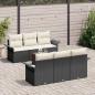 Preview: 7-teiliges Garten Sofa Set mit Kissen Schwarz Poly-Rattan Akazie