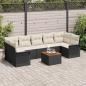 Preview: ARDEBO.de - 8-teiliges Garten-Sofaset mit Kissen Schwarz Poly-Rattan Akazie