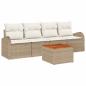 Preview: ARDEBO.de - 5-teiliges Garten Sofa Set mit Kissen Beige Poly Rattan Akazie