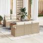 Preview: ARDEBO.de - 6-teiliges Garten-Sofa-Set mit Kissen Beige Poly Rattan Akazie