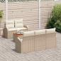 Preview: 6-teiliges Garten-Sofa-Set mit Kissen Beige Poly Rattan Akazie