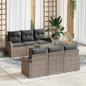 Preview: ARDEBO.de - 7-teiliges Garten-Sofa-Set mit Kissen Grau Poly-Rattan Akazie