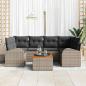 Preview: 7-teiliges Gartensofa Set mit Kissen Grau Poly Rattan Akazie