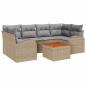 Preview: 7-teiliges Garten Sofa Set mit Kissen Beige Poly Rattan Akazie