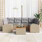 Preview: 7-teiliges Garten Sofa Set mit Kissen Beige Poly Rattan Akazie