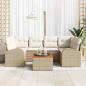 Preview: ARDEBO.de - 7-teiliges Garten-Sofa-Set mit Kissen Beige Poly Rattan Akazie