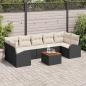Preview: ARDEBO.de - 8-teiliges Garten Sofa Set mit Kissen Schwarz Poly Rattan Akazie