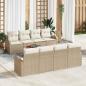 Preview: ARDEBO.de - 9-teiliges Garten-Sofa-Set mit Kissen Beige Poly Rattan Akazie