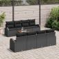 Preview: 9-teiliges Garten Sofa Set mit Kissen Schwarz Poly Rattan Akazie