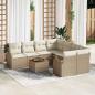 Preview: ARDEBO.de - 9-teiliges Garten-Sofa-Set mit Kissen Beige Poly Rattan Akazie