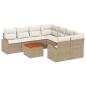 Preview: 9-teiliges Garten-Sofa-Set mit Kissen Beige Poly Rattan Akazie