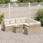 Preview: 9-teiliges Garten-Sofa-Set mit Kissen Beige Poly Rattan Akazie