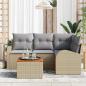 Preview: 5-teiliges Garten Sofa Set mit Kissen in Beige Poly Rattan und Akazie