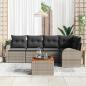 Preview: 6-teiliges Garten Sofa Set mit Kissen Grau Poly Rattan Akazie