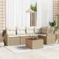 Preview: ARDEBO.de - 6-teiliges Garten Sofa Set mit Kissen, Beige, Poly Rattan, Akazie
