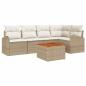 Preview: 6-teiliges Garten Sofa Set mit Kissen, Beige, Poly Rattan, Akazie
