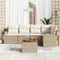 Preview: 6-teiliges Garten Sofa Set mit Kissen, Beige, Poly Rattan, Akazie