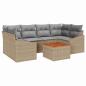 Preview: 7-Teiliges Garten Sofa Set mit Kissen Beige Poly Rattan Akazie