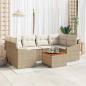 Preview: ARDEBO.de - 7-teiliges Garten-Sofa Set mit Kissen Beige Poly Rattan Akazie