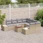 Preview: 9-teiliges Garten-Sofa-Set mit Kissen Beige Poly Rattan Akazie