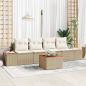 Preview: ARDEBO.de - 5-teiliges Garten-Sofaset mit Kissen Beige Poly-Rattan Akazie