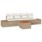 Preview: 5-teiliges Garten-Sofaset mit Kissen Beige Poly-Rattan Akazie