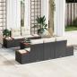 Preview: ARDEBO.de - 6-teiliges Garten-Sofa-Set mit Kissen Schwarz Poly-Rattan Akazie