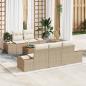 Preview: ARDEBO.de - 6-teiliges Garten Sofa Set mit Kissen Beige Poly Rattan Akazie