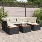 Preview: ARDEBO.de - 7-teiliges Garten-Sofa-Set mit Kissen Schwarz Poly Rattan Akazie