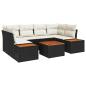 Preview: 7-teiliges Garten-Sofa-Set mit Kissen Schwarz Poly Rattan Akazie