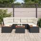 Preview: 7-teiliges Garten-Sofa-Set mit Kissen Schwarz Poly Rattan Akazie