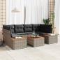 Preview: ARDEBO.de - 7-teiliges Garten Sofa Set mit Kissen Grau Poly Rattan