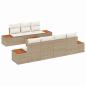 Preview: 8 Teiliges Garten Sofa Set mit Kissen Beige Poly Rattan Akazie